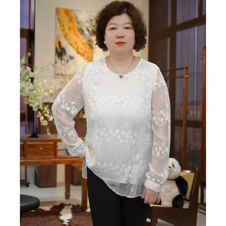 金雀绫【白首不离】100桑蚕丝刺绣款气质加宽加大小衫SZA2SY516