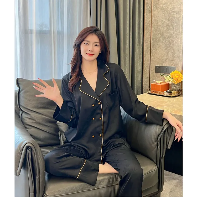 睡衣休闲长袖家居服套装长裙秋季轻奢女士套装成人