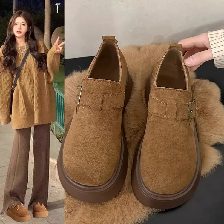 厚底增高勃肯鞋女2025春季新款懒人一脚蹬复古博肯单鞋休闲乐福鞋