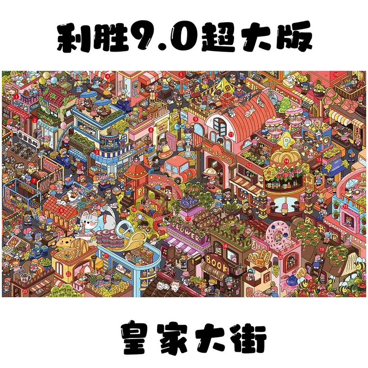 利胜9.0皇家大街超大版造景贴纸【定制飞机盒发货】微缩场景diy贴画