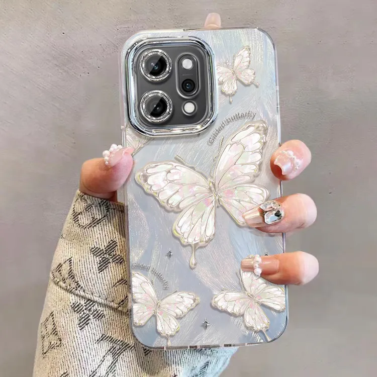 适用OPPOReno15Pro手机壳保护套翩翩蝴蝶新款reno14pro硅胶羽纱防