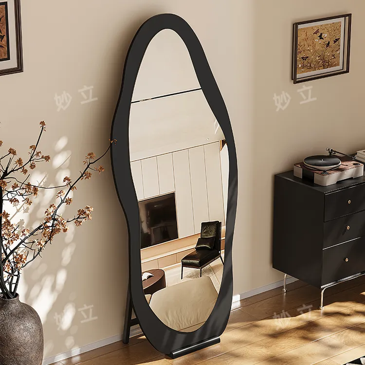 落地穿衣化妆镜中古风全身镜落地镜家用服装店试衣镜网红异形镜子