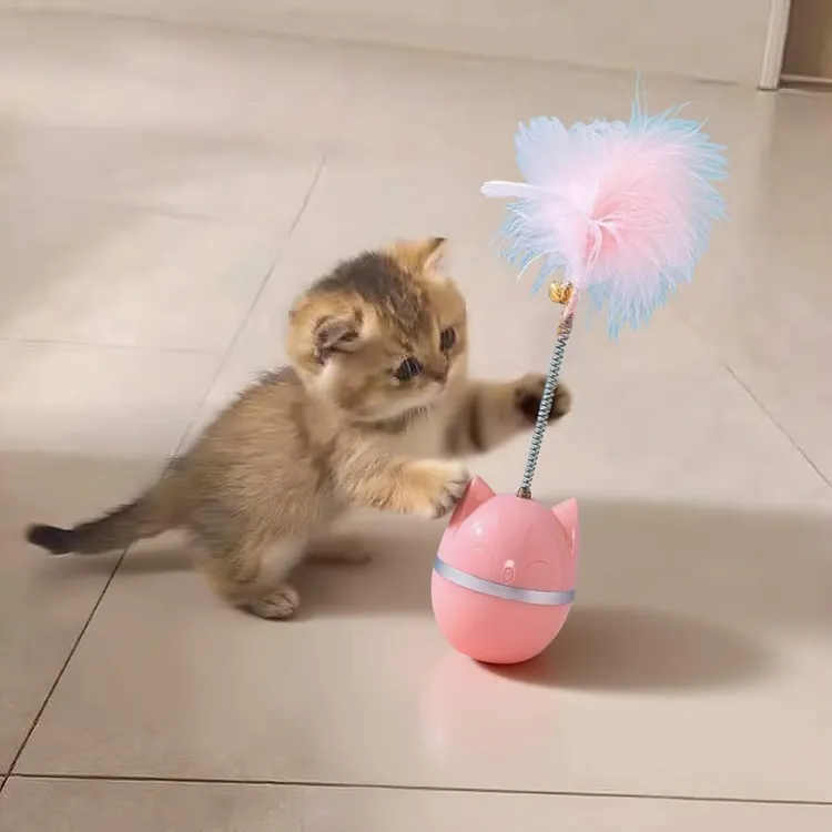 猫咪玩具不倒翁猫咪羽毛玩具铃铛球逗猫棒自嗨神器大中小猫咪通用