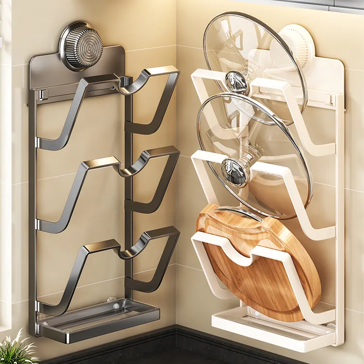 旋转吸盘锅盖架轻奢家用创意锅盖架砧板沥水厨房收纳架子多功能