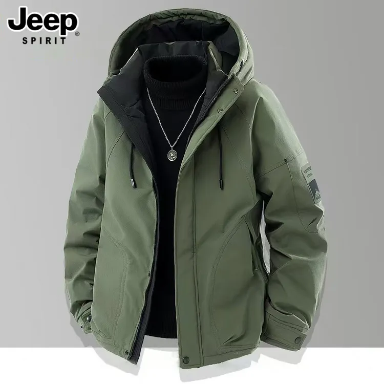 JEEPSPIRIT吉普冬季羽绒服男士新款加厚保暖连帽夹克外套风抗寒