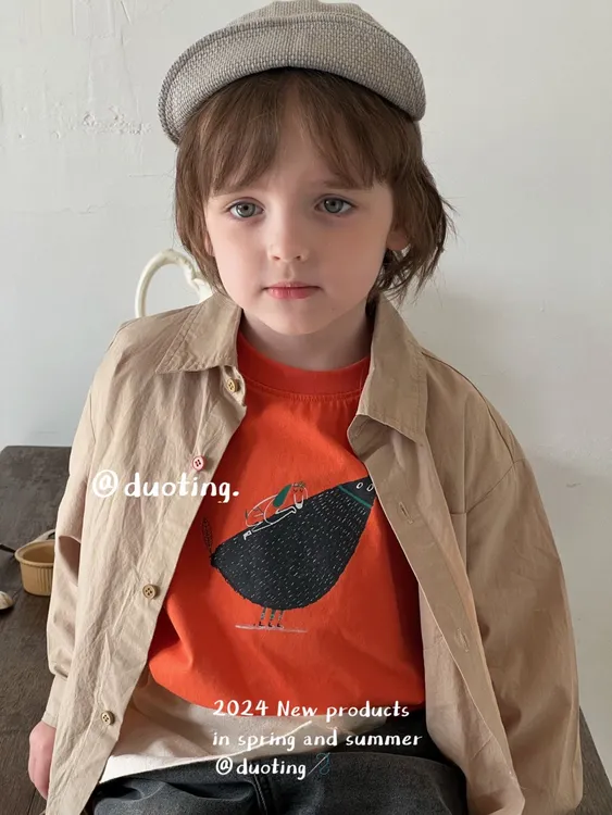 多听休闲宽松百搭吸汗男春秋短袖T恤童装衬衣