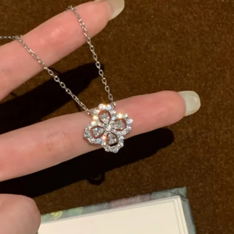 合金锆石项链 精致贵气白金色项链饰品锁骨链高版本项链时尚百搭