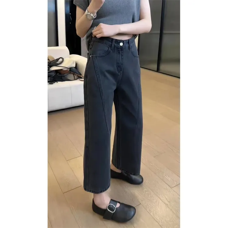 九分直筒阔腿裤女款爆款2025夏季新款大码女装裤子高腰显瘦牛仔裤