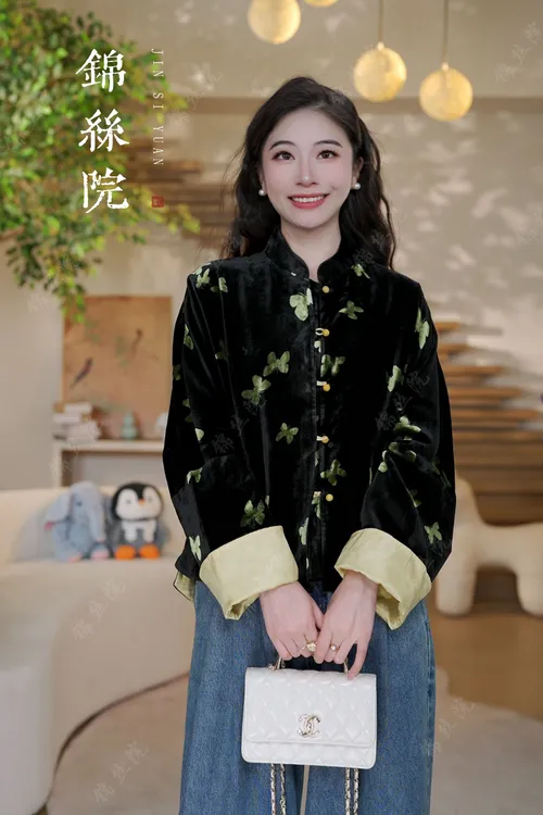 锦丝院【金粉世家】桑蚕丝丝绒春秋款外套时尚高级上衣WTQ67182363