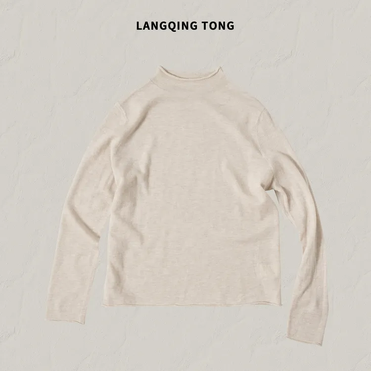 LANGQING 半高领通勤打底全羊毛针织衫46745#