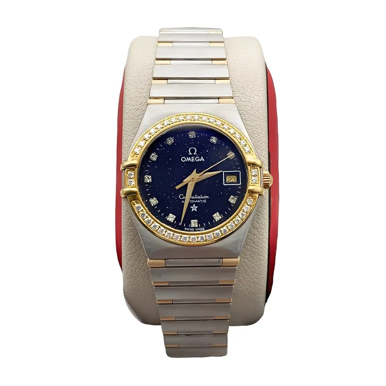 95新 Omega/欧米茄 27.5mm星座18k间金后配星空盘后配钻圈机械表