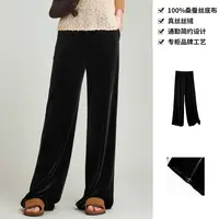【升级版不爆口】100桑蚕丝丝绒简约百搭显瘦垂感阔腿直筒裤K077