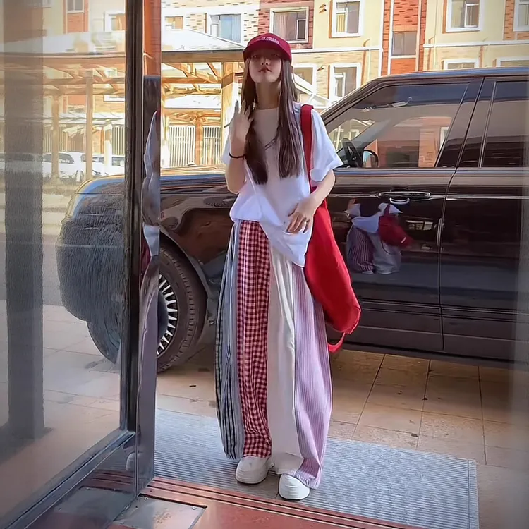 女童夏季套装2025新款儿童时髦休闲格子裤两件套女大童多巴胺夏装