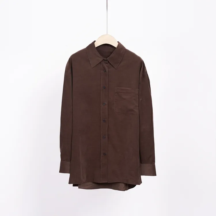 【无补】极简主义ROW风100%棉灯芯绒长袖廓形女士衬衫外套（252243）