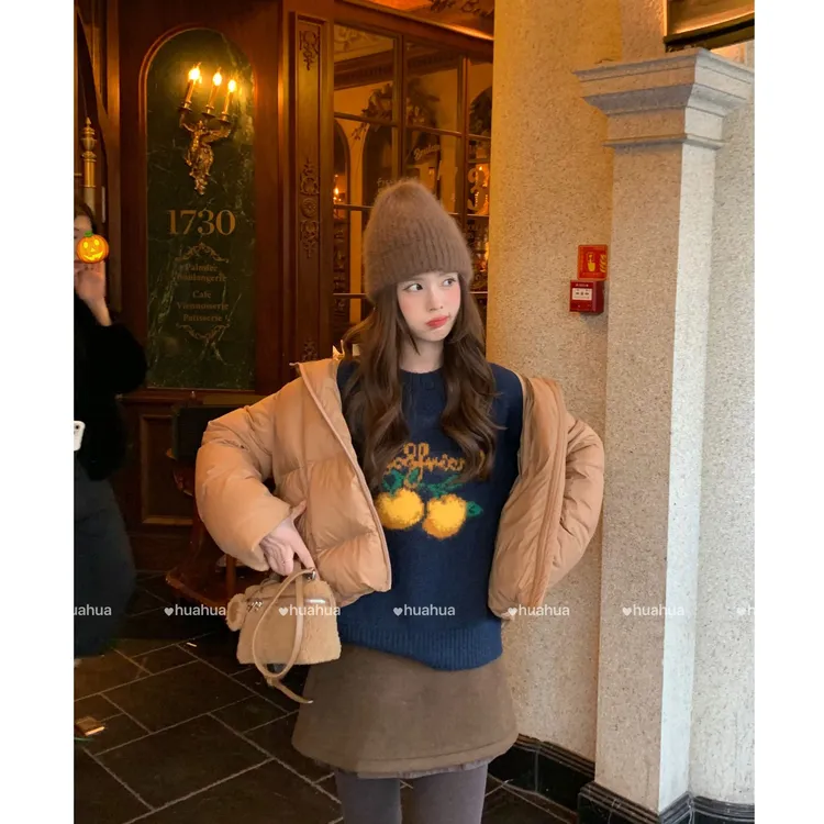 【花花】柑橘味香气~韩系时尚秋冬软糯氛围感橘子针织羊毛毛衣