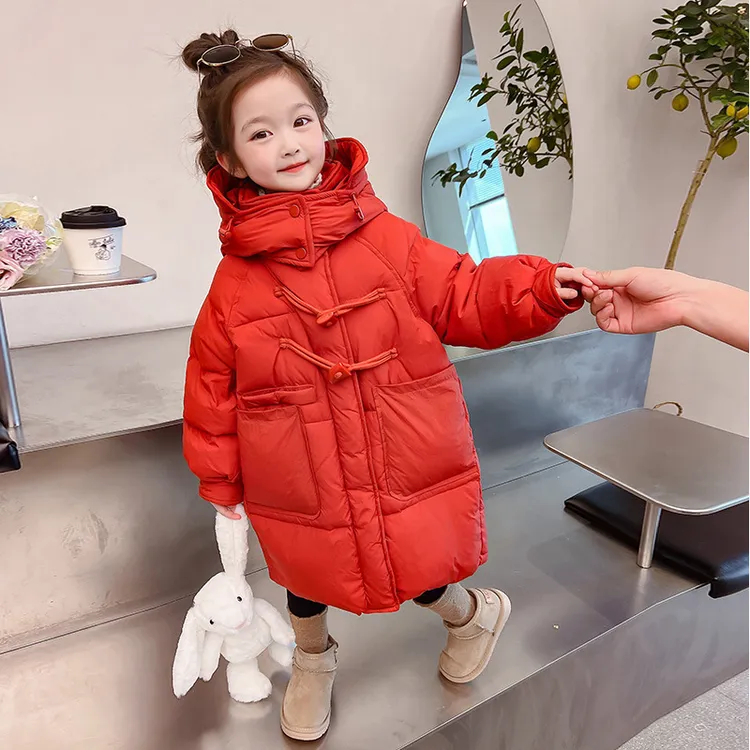 女童羽绒服2025新款洋气女宝宝冬装棉衣冬季中长棉袄冬款儿童棉衣