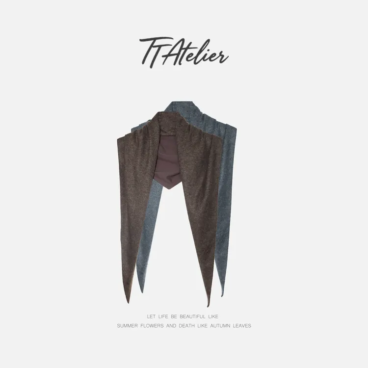 TT设计师【絮暖】日系高级感羊毛简约披肩慵懒三角巾围巾TT190900