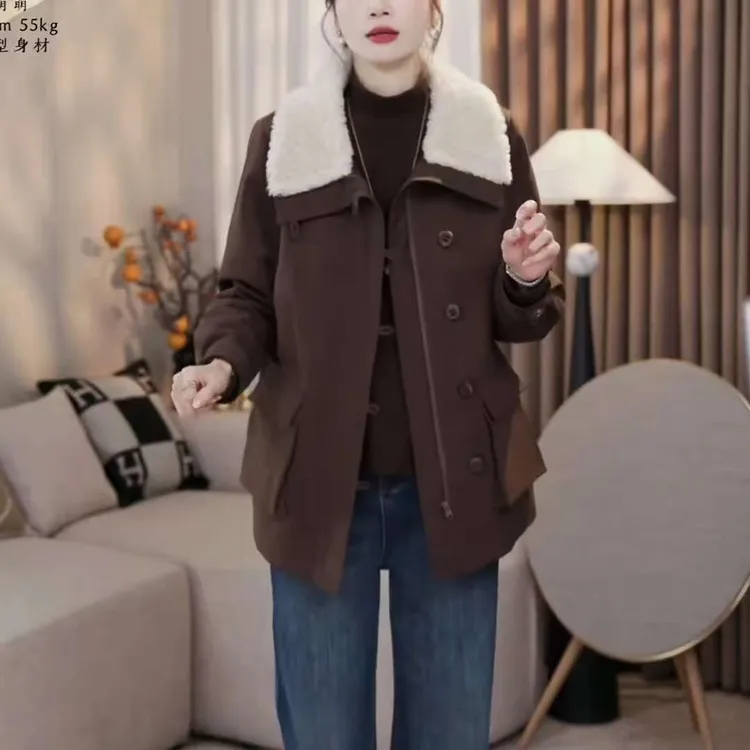 “毛领派克”温暖过冬~毛毛领拼接收腰大口袋羽绒服外套女90白鸭绒