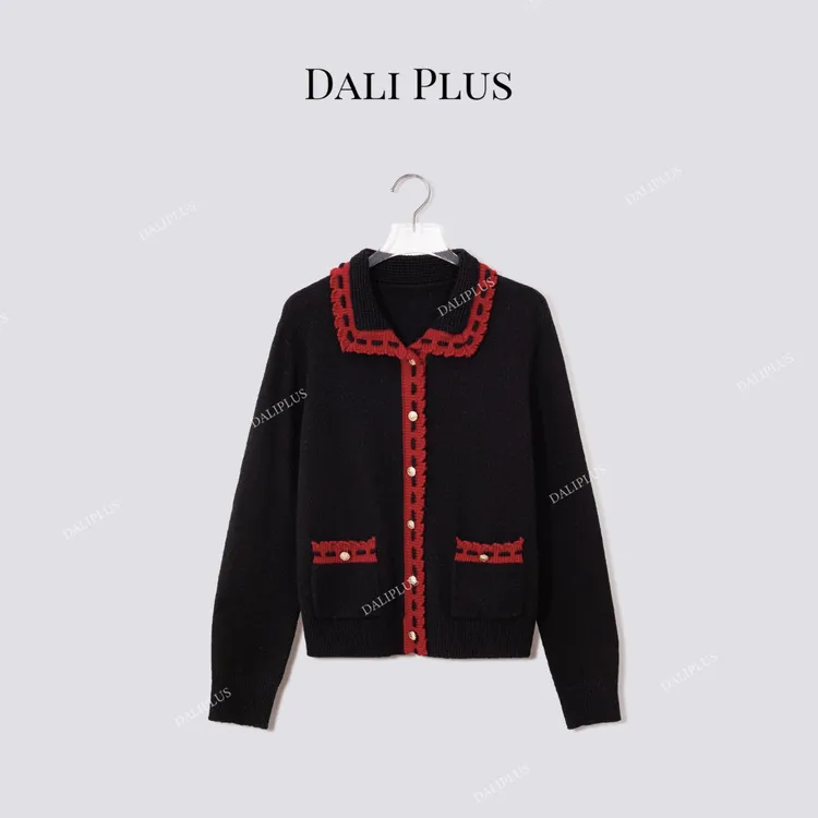 DALI PLUS“Co.Co系列香风针织”蚂蚁线羊驼混纺针织开衫-D5MM3358