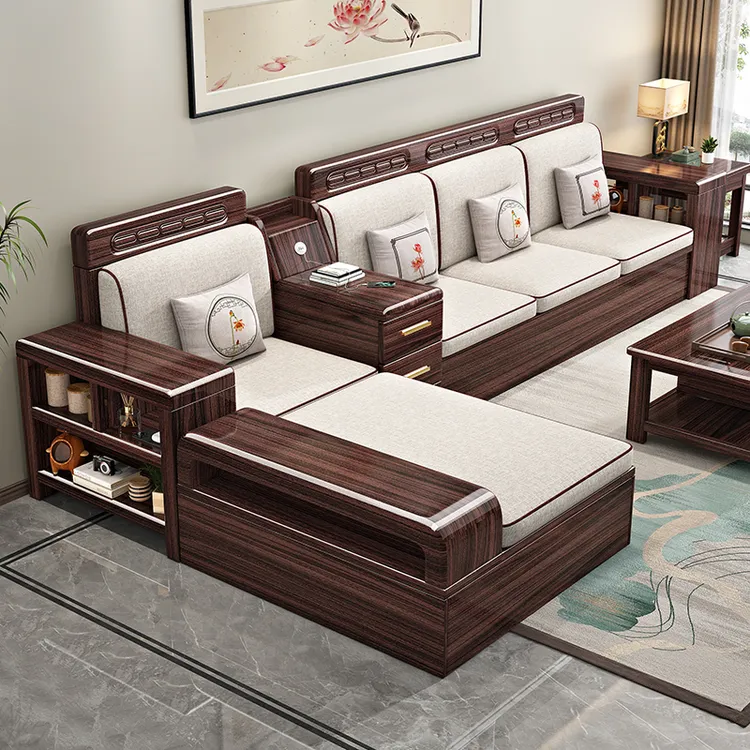 新中式紫金檀实木沙发小户型2025年新款客厅储物木质沙发广东佛山