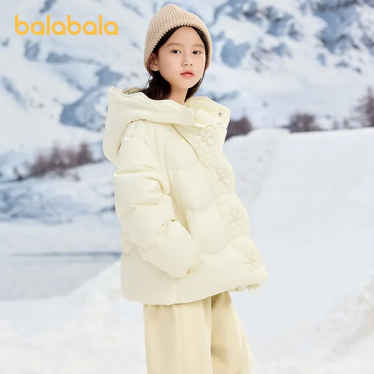 巴拉巴拉女童羽绒服冬季童装中大童连帽外套保暖琥珀流光儿童上衣