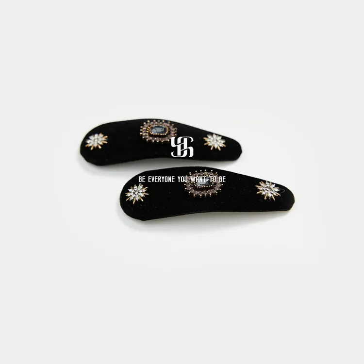 BUUYIE【星黛】时尚黑色发夹轻奢边夹小众钻饰一字夹新款251331