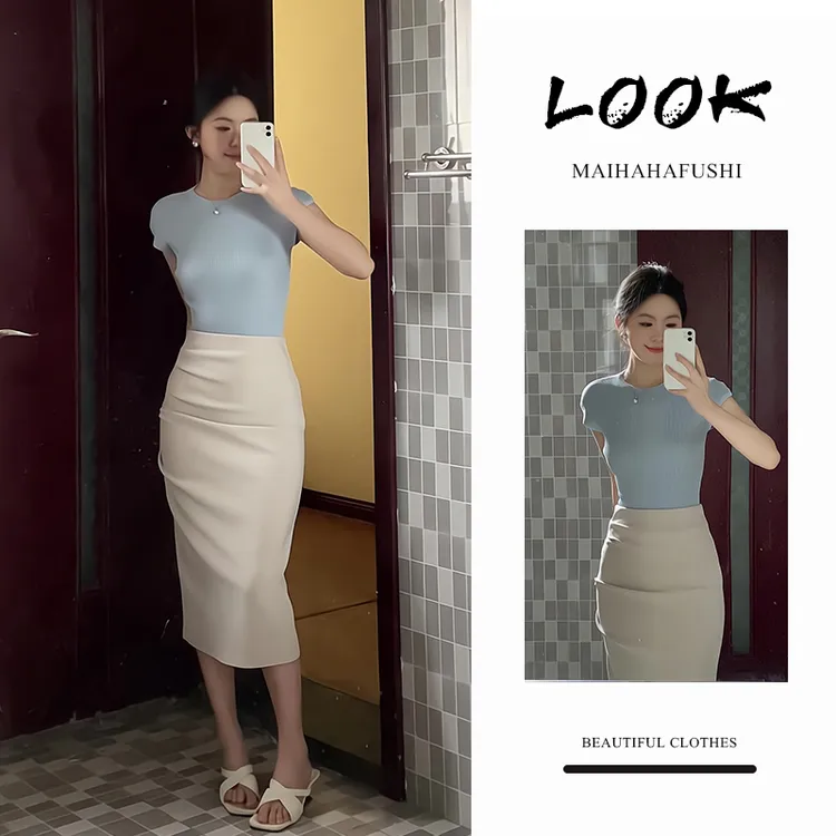 夏季一整套女装2025年新款韩版减龄显瘦时尚短袖上衣半身裙两件套