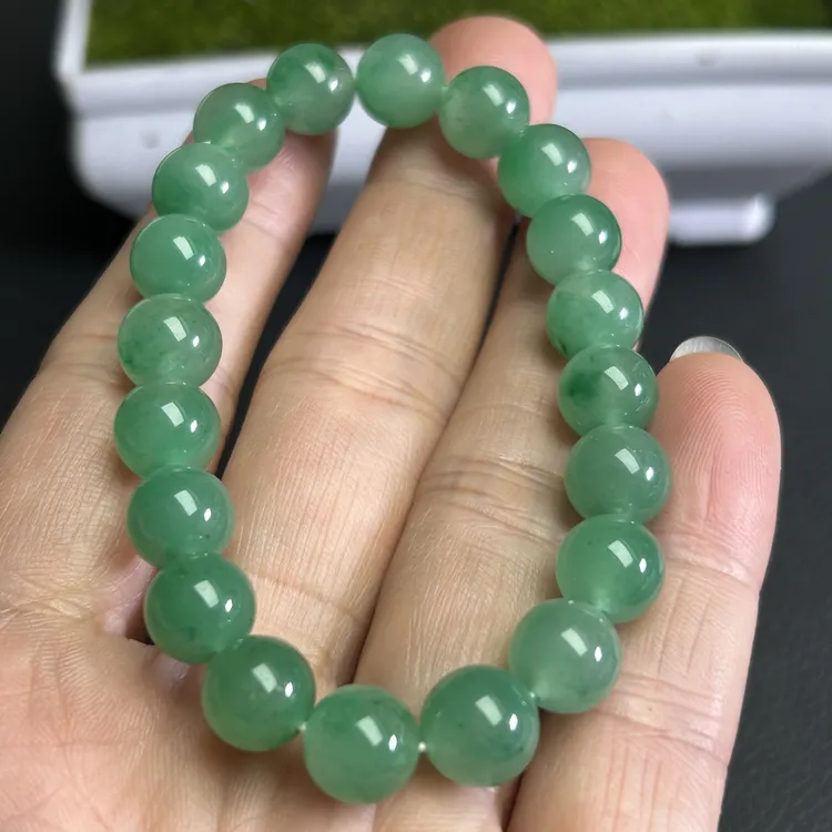 天然A货非洲翠满色手串卡9