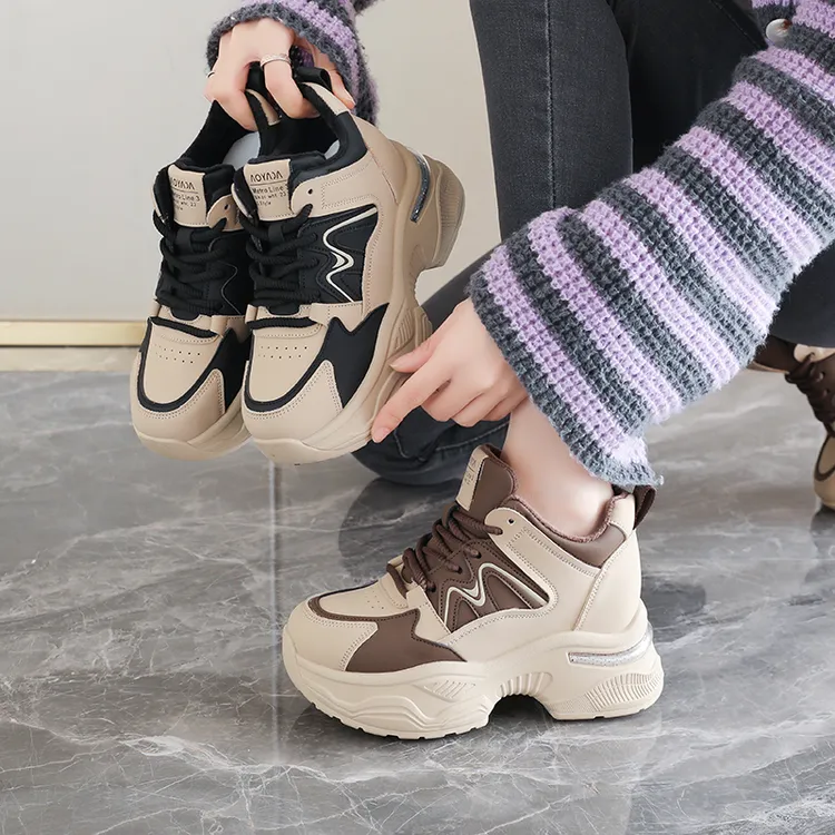 内增高老爹鞋女2025秋冬季新款小个子厚底松糕鞋百搭休闲运动鞋女