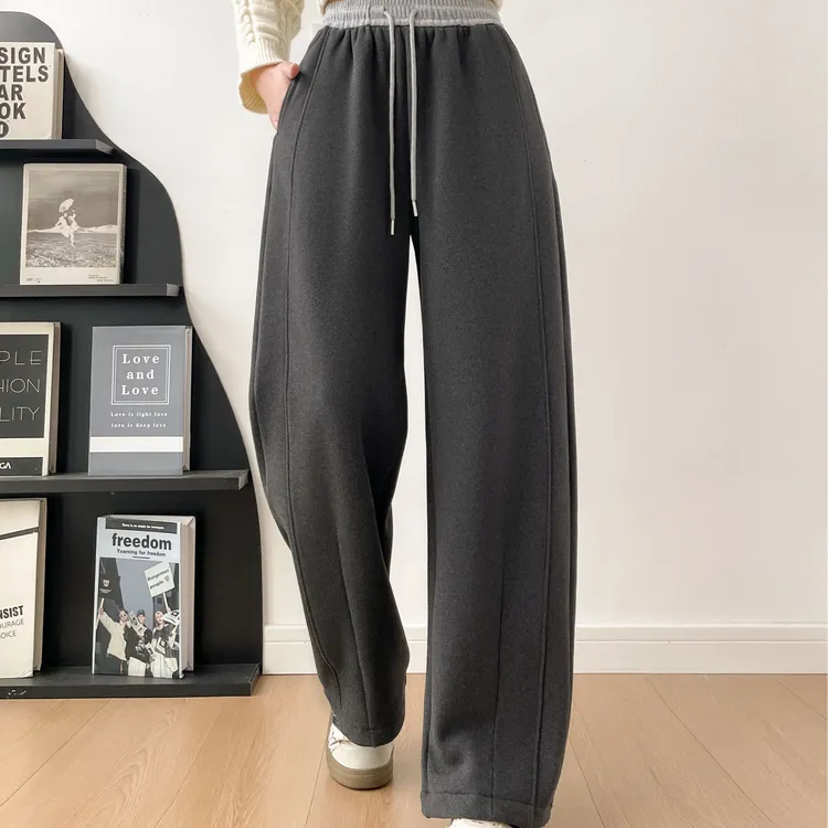 冬季新款首发，高腰拼接休闲风，加绒加厚，一条过冬~适搭所有身材