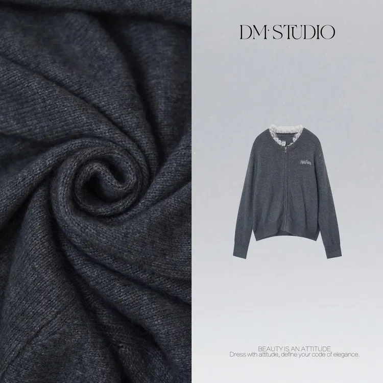 DEDM•STUDIO/气质减龄慵懒精致感木耳领针织开衫2511ZZS/A691056