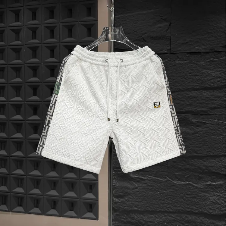 SP-D293-夏季新款奢潮小恶魔时尚暗纹提花百搭男士短裤拼接显瘦