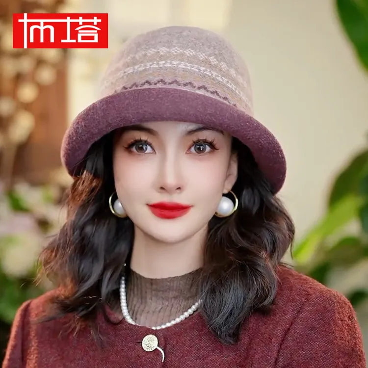 100澳洲美丽诺羊毛帽子女秋冬英伦时尚百搭复古小礼帽盆帽PT8021