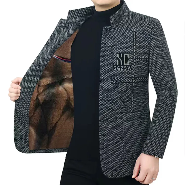 （2025秋冬季新款中年加绒加厚男士夹克外套休闲上衣爸爸装