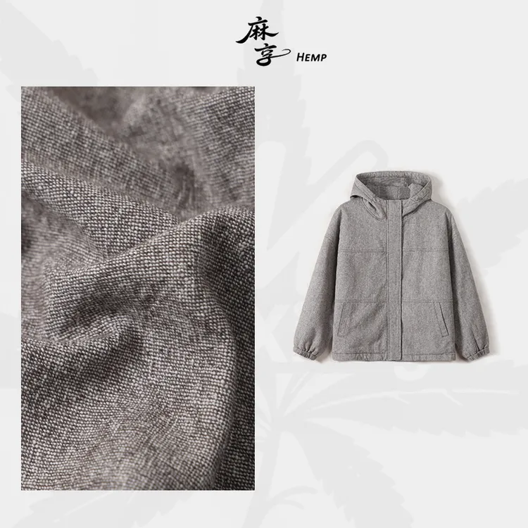 【100%汉麻＆新雪丽夹棉·棉服】高定色织防寒保暖帽衫FSY51355