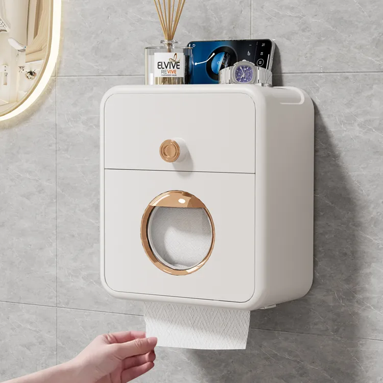 卫生间壁挂纸巾盒多功能厕纸盒网红卷纸抽纸盒免打孔卫生纸收纳盒