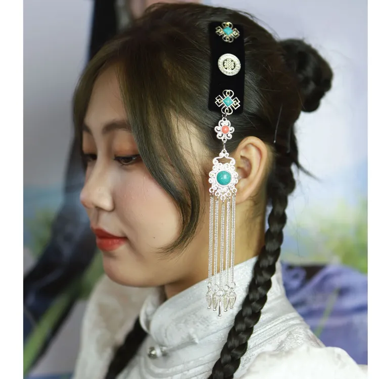 民族风女纯手工发夹边夹发饰发卡头饰一对