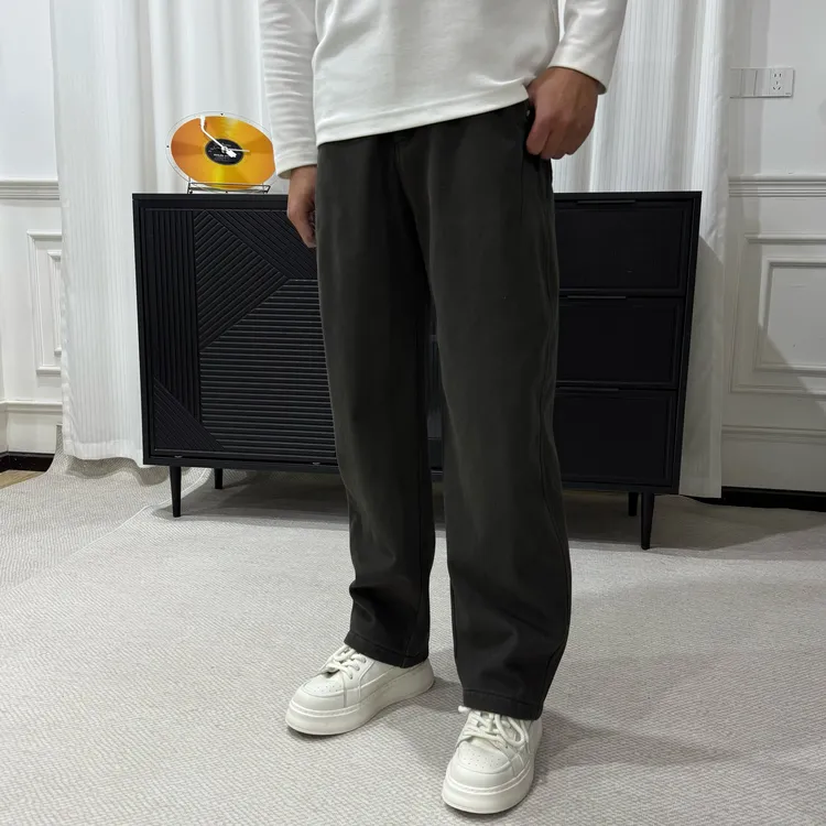 【100新疆棉】男士冬季立体剪裁微弹洗水重磅休闲加绒裤微宽松直筒