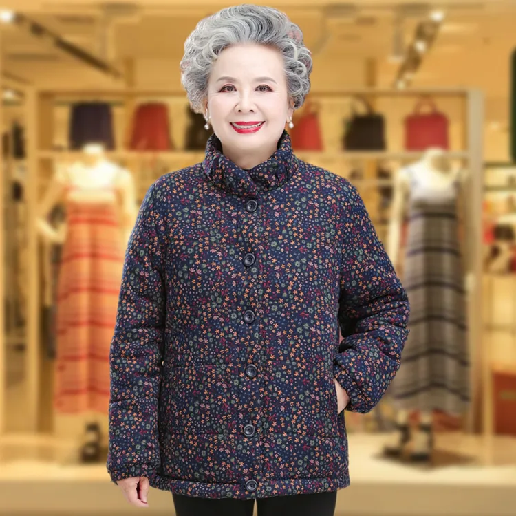 老年人冬装女奶奶棉衣老人太太棉袄70岁80加绒加厚外套妈妈棉服