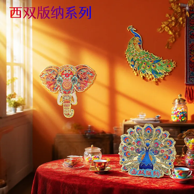西双版纳｜七彩大象头金属锌合金材质磁吸冰箱贴创意装饰纪念品