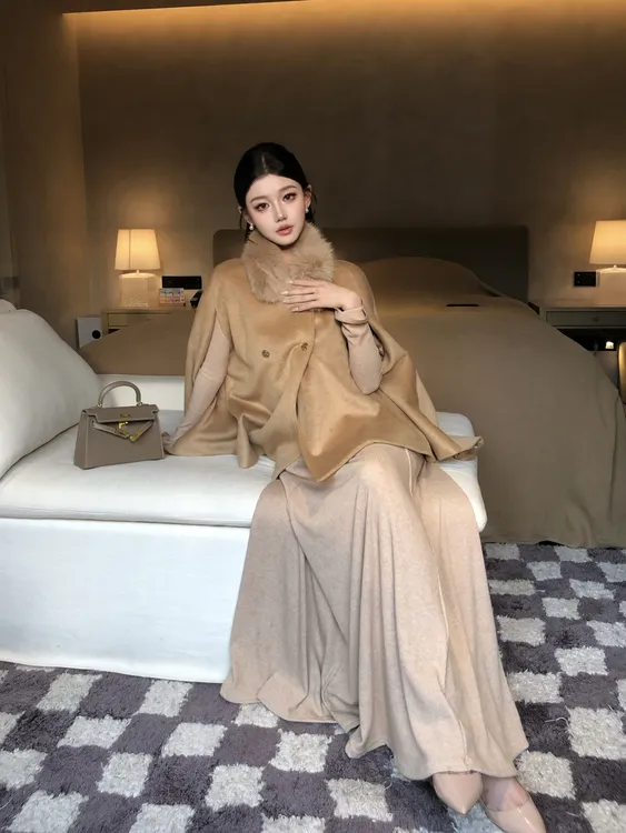 现货春日部【半岛情书】秋冬气质时尚斗篷披件外套01151