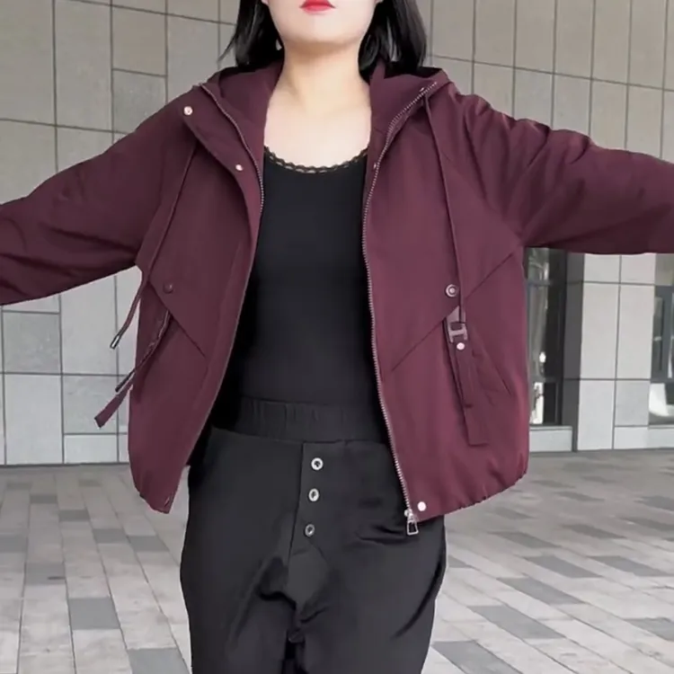 高档加绒加厚秋冬新款外套2025时尚洋气休闲宽松显瘦连帽拉链外套