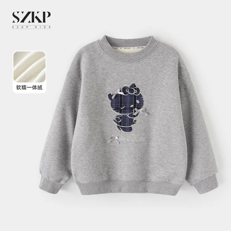 SZKP冬季新款女童装保暖上衣中大童休闲儿童加绒卫衣YNYD557194