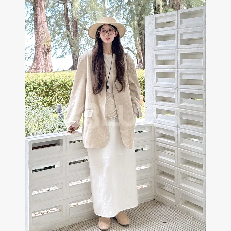 Z.blues【中意小白裙】很好搭 气质高腰亚麻半裙YZJXY4063