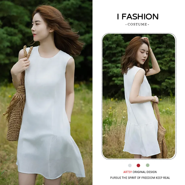 法式无袖背心连衣裙女2026年夏季新款小个子宽松显瘦气质a字短裙
