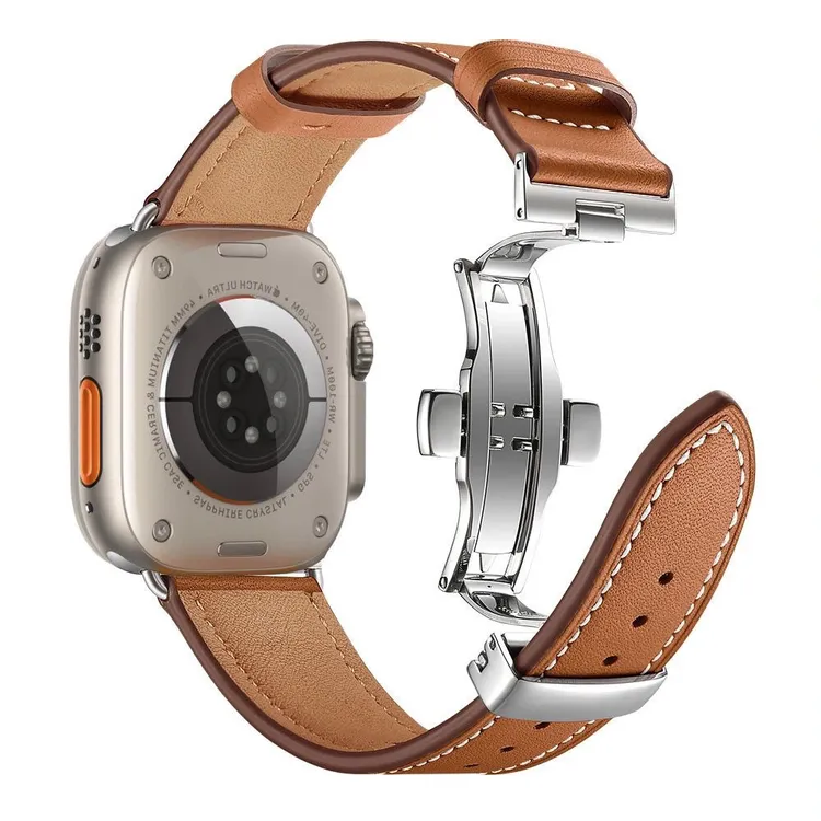 适用 iwatchs11/10/9代苹果手表带真皮蝴蝶扣苹果手表apple watch
