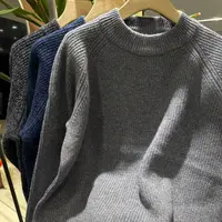 干洗-秋冬男士圆领花纱加厚套头长袖绵羊毛羊毛衫0832