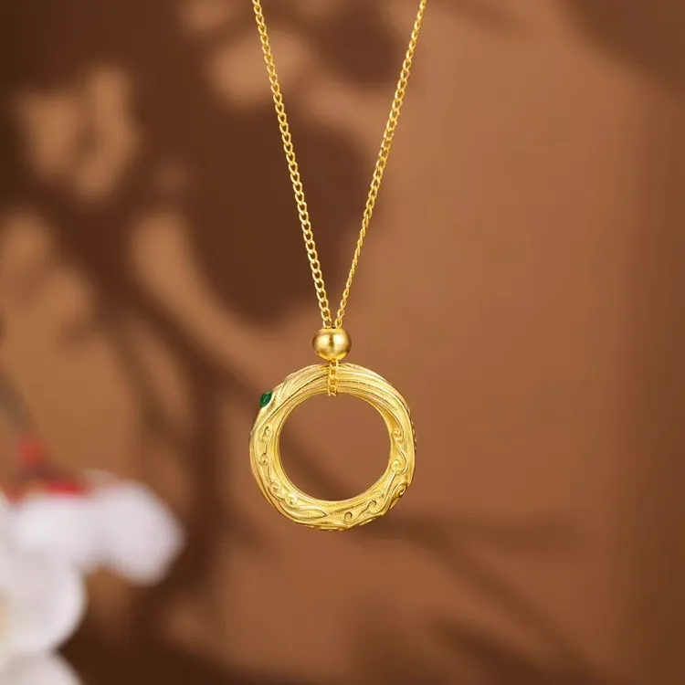 坠链均925银 纯银哪吒乾坤圈项链坠链吊坠时尚百搭古法轻奢素款