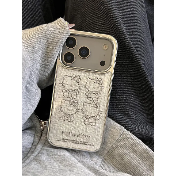 甜酷风电镀滴胶Kitty猫适用苹果17promax手机壳iphone16新款15新