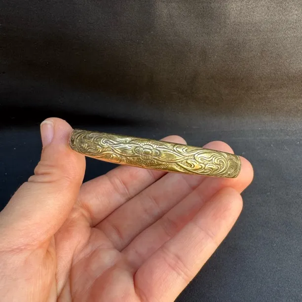 黄铜手镯 黄利玛铜可调节圈口传承首饰手工实心金色镯子饰品复古